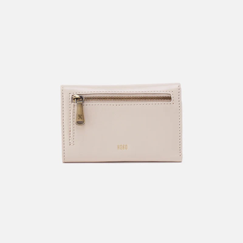 HOBO Jill Trifold Wallet - Polished Leather | Pale Flax