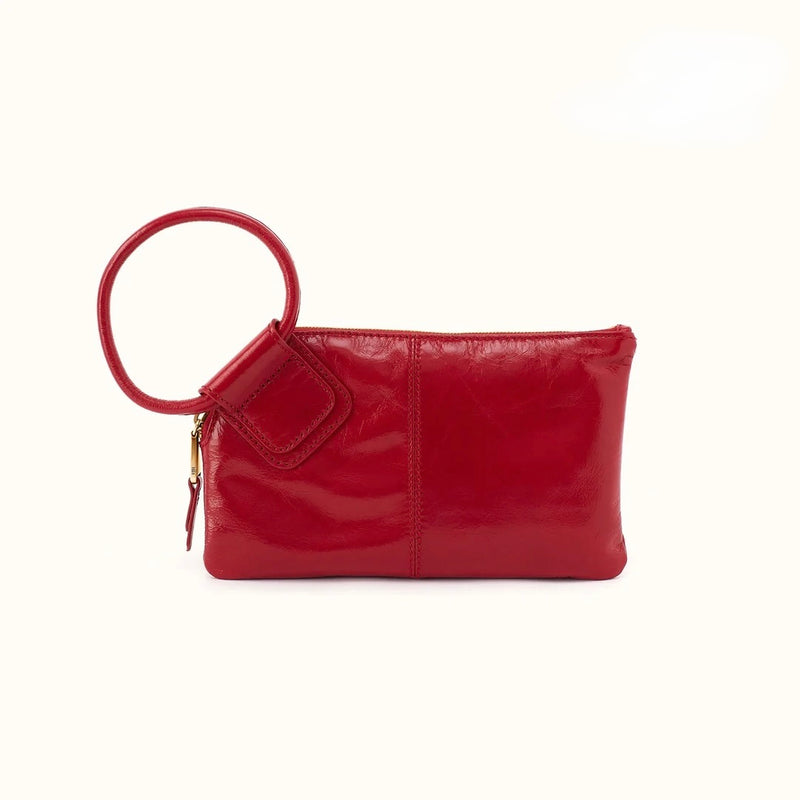 HOBO Sable Wristlet Clutch - Polished Leather - True Red