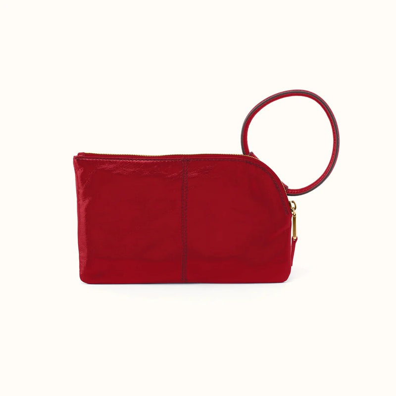 HOBO Sable Wristlet Clutch - Polished Leather - True Red