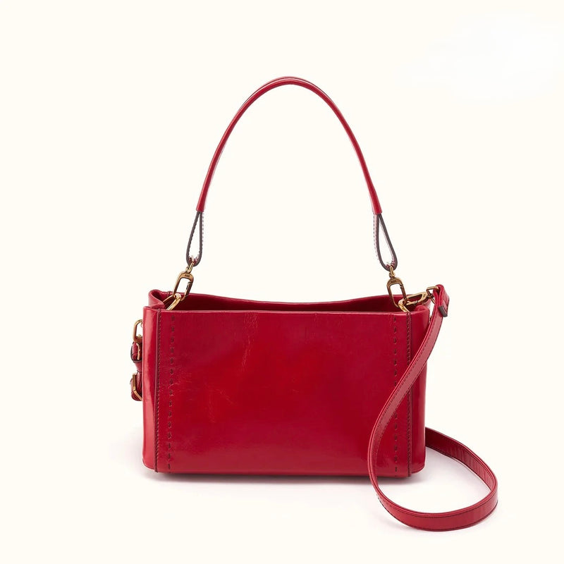 HOBO Seneca Shoulder Crossbody - Polished Leather - True Red