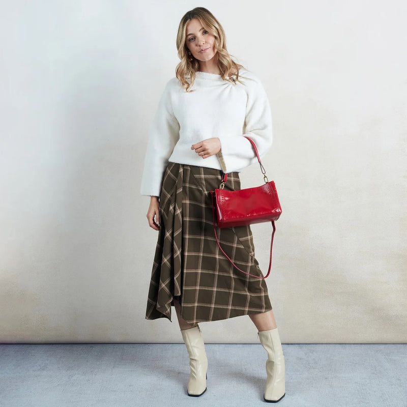 HOBO Seneca Shoulder Crossbody - Polished Leather - True Red
