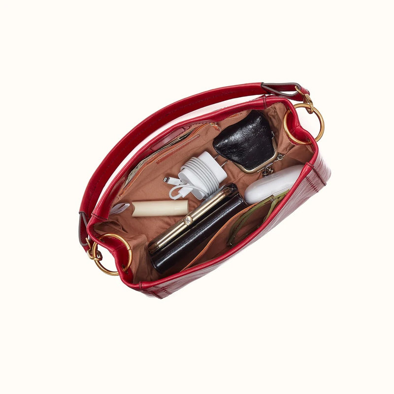 HOBO Seneca Shoulder Crossbody - Polished Leather - True Red
