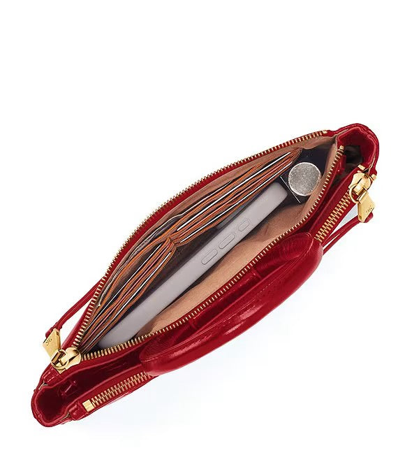 HOBO Sable Crossbody - Polished Leather | True Red