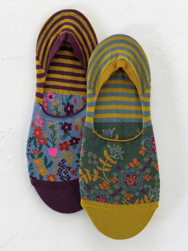 Natural Life No Show Ankle Socks, Set of 2 - Jewel Border