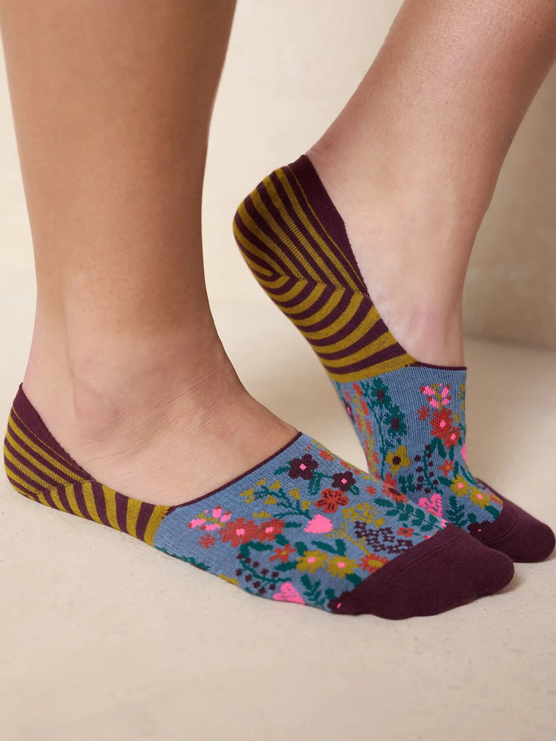 Natural Life No Show Ankle Socks, Set of 2 - Jewel Border