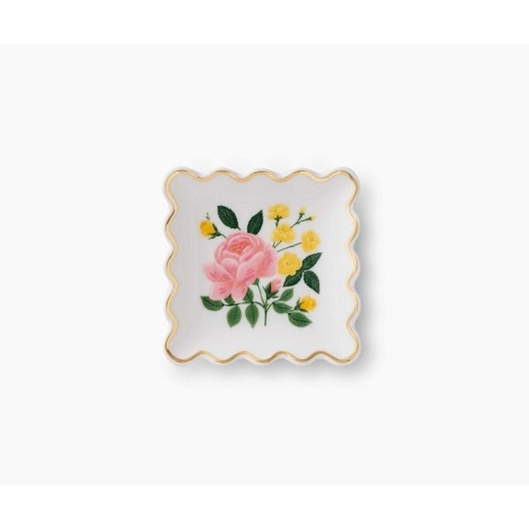 RIFLE PAPER CO. Roses Scalloped Porcelain Ring Dish