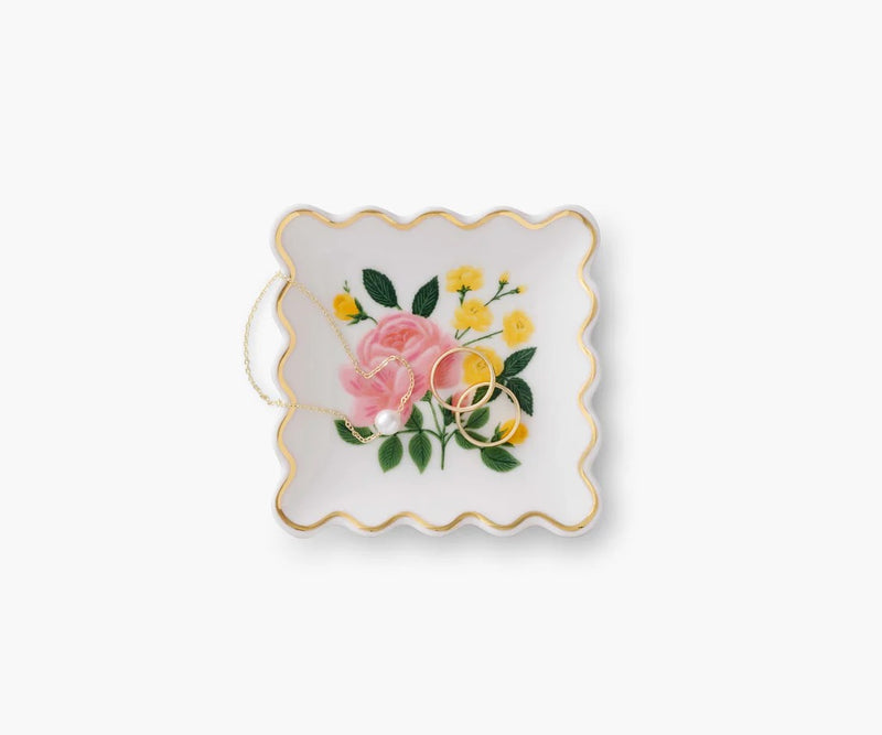 RIFLE PAPER CO. Roses Scalloped Porcelain Ring Dish