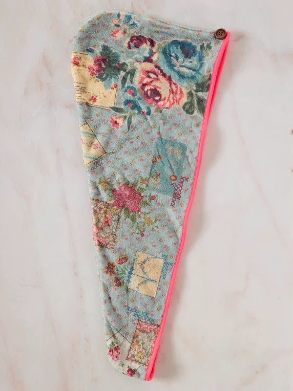 Natural Life Microfiber Hair Towel Wrap - Flea Market Floral