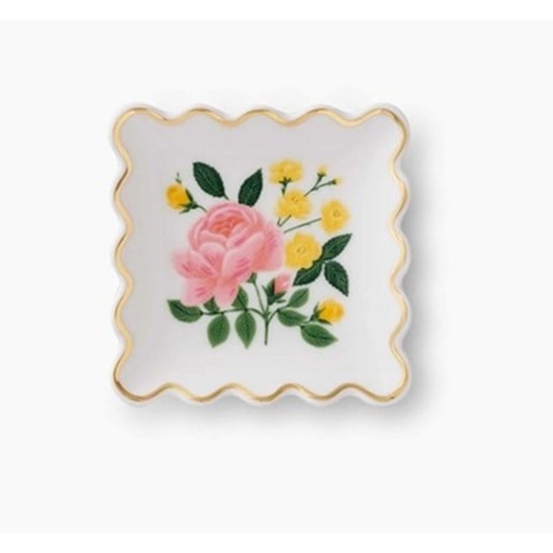 RIFLE PAPER CO. Roses Scalloped Porcelain Ring Dish