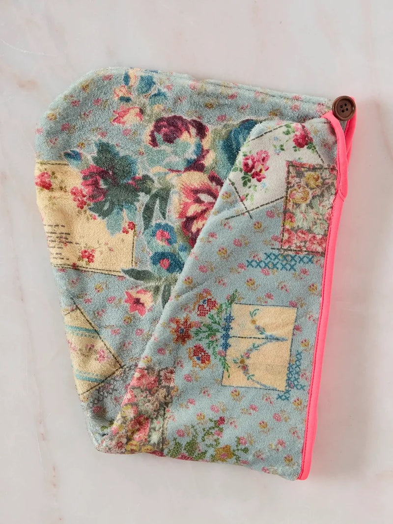 Natural Life Microfiber Hair Towel Wrap - Flea Market Floral