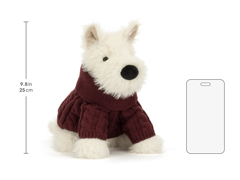 Jellycat Munro Scottie Dog 'Winter Jumper' Medium Plush