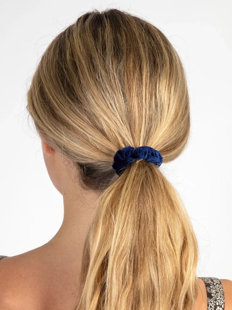 Natural Life® Print and Velvet Scrunchies, Set of 5 - Blue