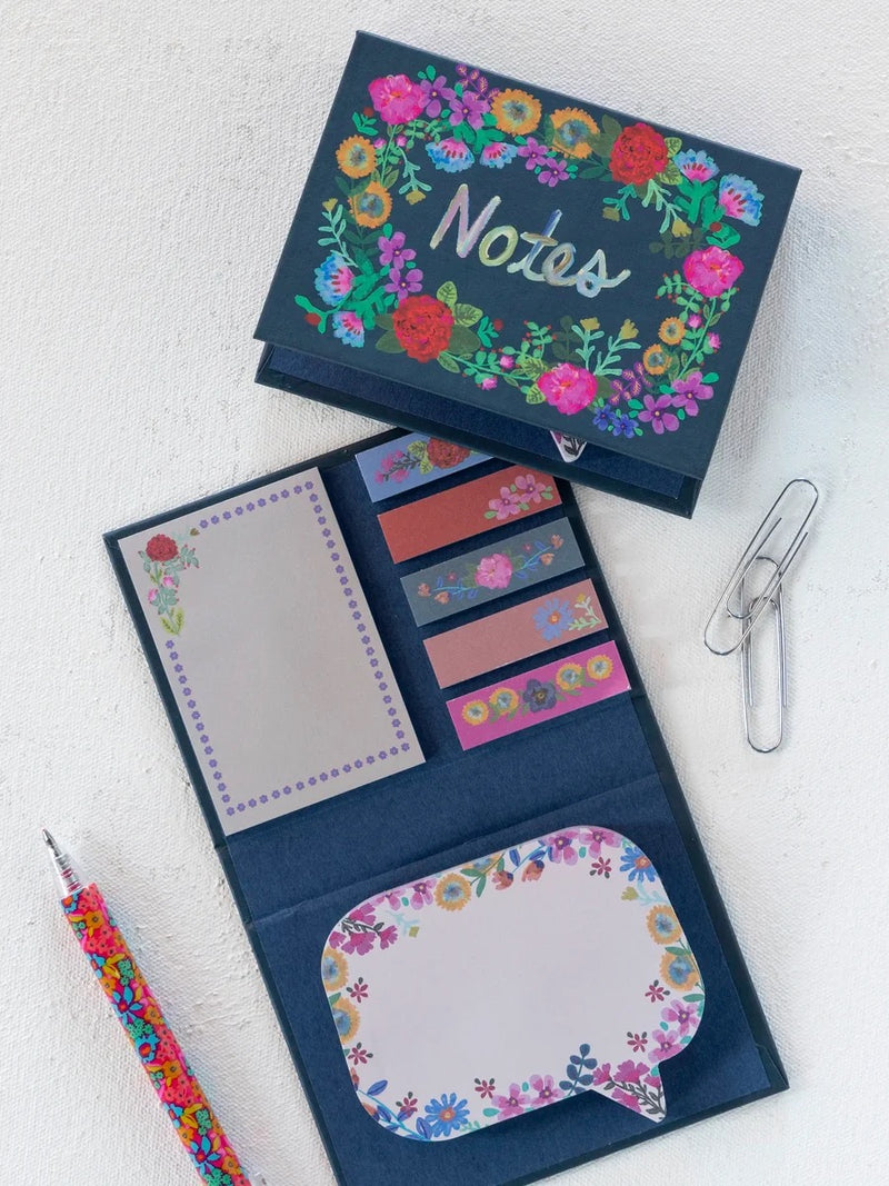 Natural Life Sticky Notes - Dark Teal Floral