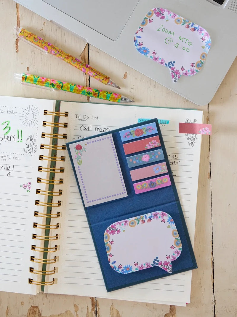 Natural Life Sticky Notes - Dark Teal Floral