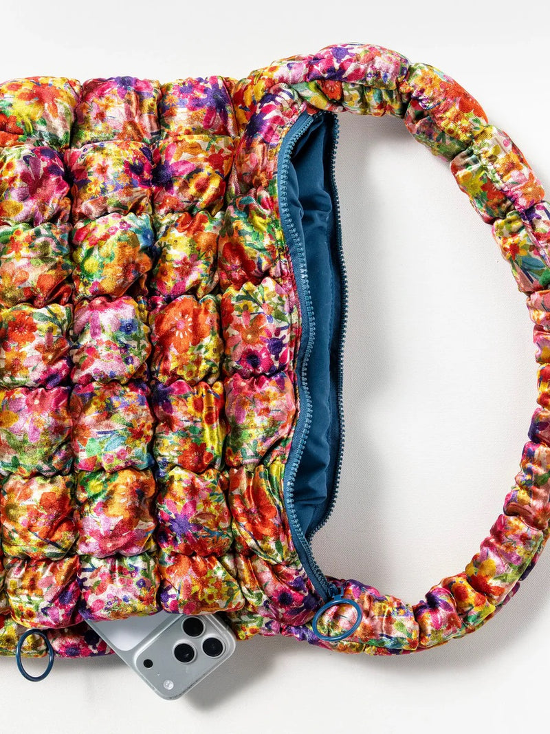 Natural Life Puffy Velvet Fit-It-All Bag - Large Bright Floral Garden