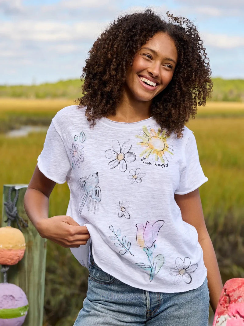 Natural Life Aiden Cotton Tee - White Live Happy