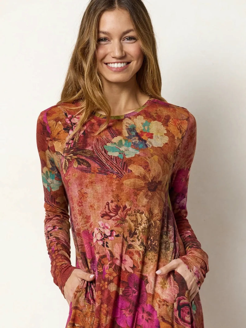 Natural Life Stevie Knit Maxi Dress - Electric Garden Autumn