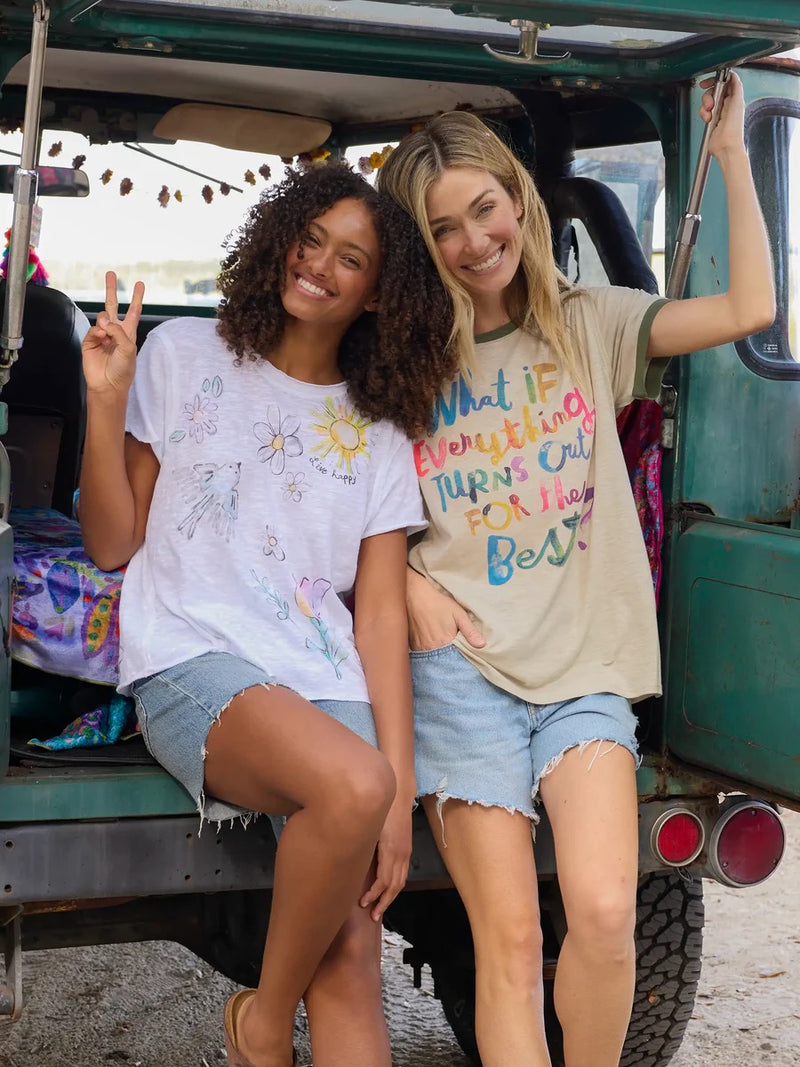 Natural Life Aiden Cotton Tee - White Live Happy