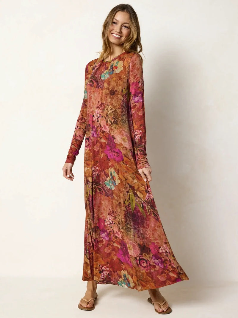 Natural Life Stevie Knit Maxi Dress - Electric Garden Autumn