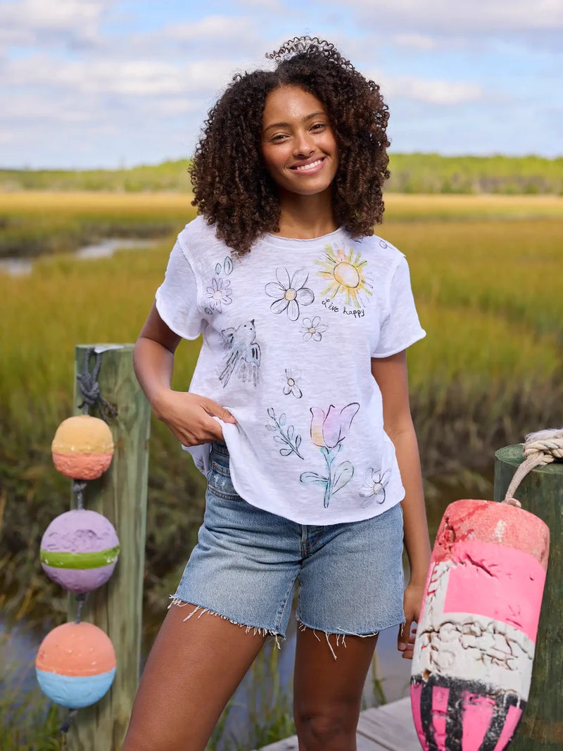 Natural Life Aiden Cotton Tee - White Live Happy