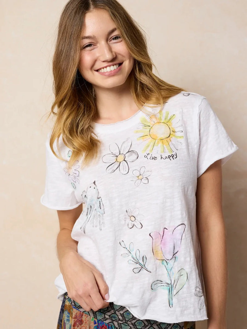 Natural Life Aiden Cotton Tee - White Live Happy