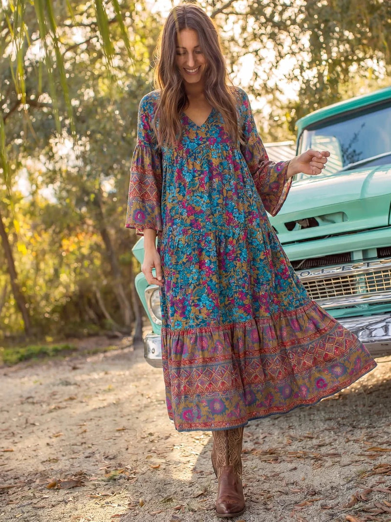 Natural Life Charlotte Midi Dress - Harvest Meadow Navy