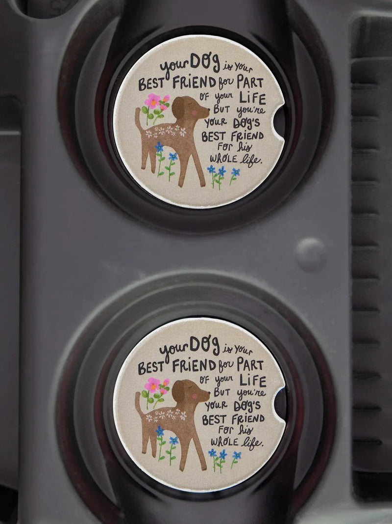 Natural Life Car Coasters, Set of 2 - Dog's Best Friend
