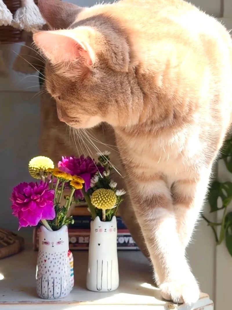 Natural Life® Cutest Little Bud Vase - Stone Grey Cat