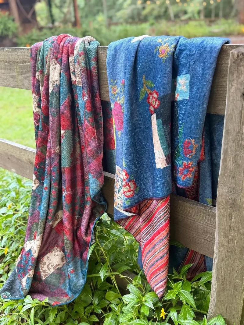 Natural Life Reversible Cozy Throw Blanket - Aspen Patchwork Burgundy