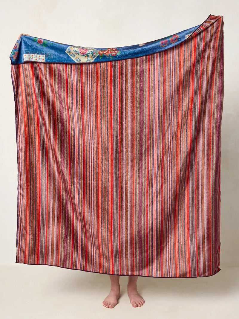 Natural Life Reversible Cozy Throw Blanket - Denim Patchwork