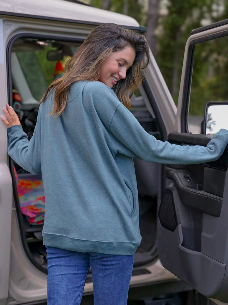 Natural Life Comfy Pocket Sweatshirt -Let's Just Go Indigo