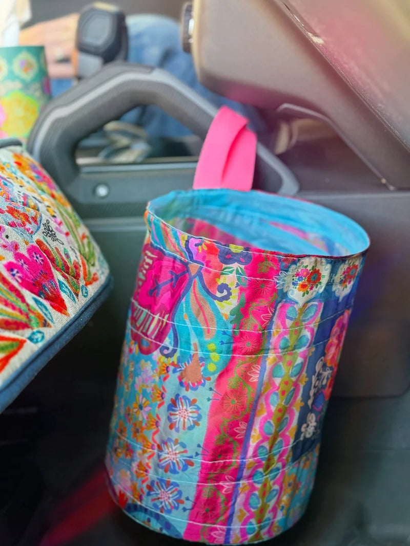 Natural Life® Mini Pop-Up Car Trash Can - Floral Patchwork
