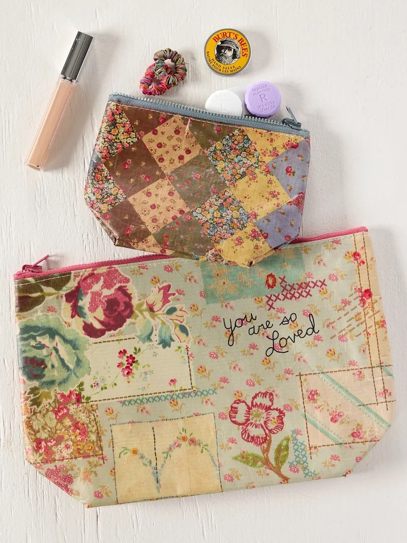 Natural Life® Recycled Reversible Zipper Pouches, Set of 2 - Flea Market Flora