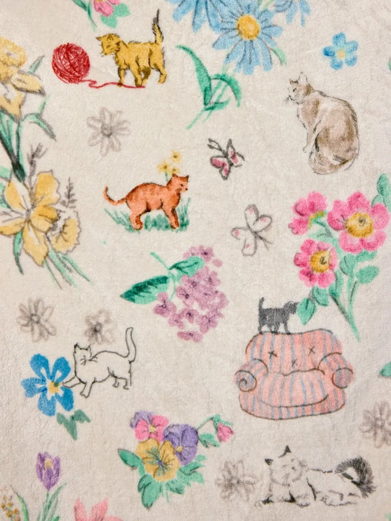Natural Life Reversible Cozy Throw Blanket - Kitty Doodles