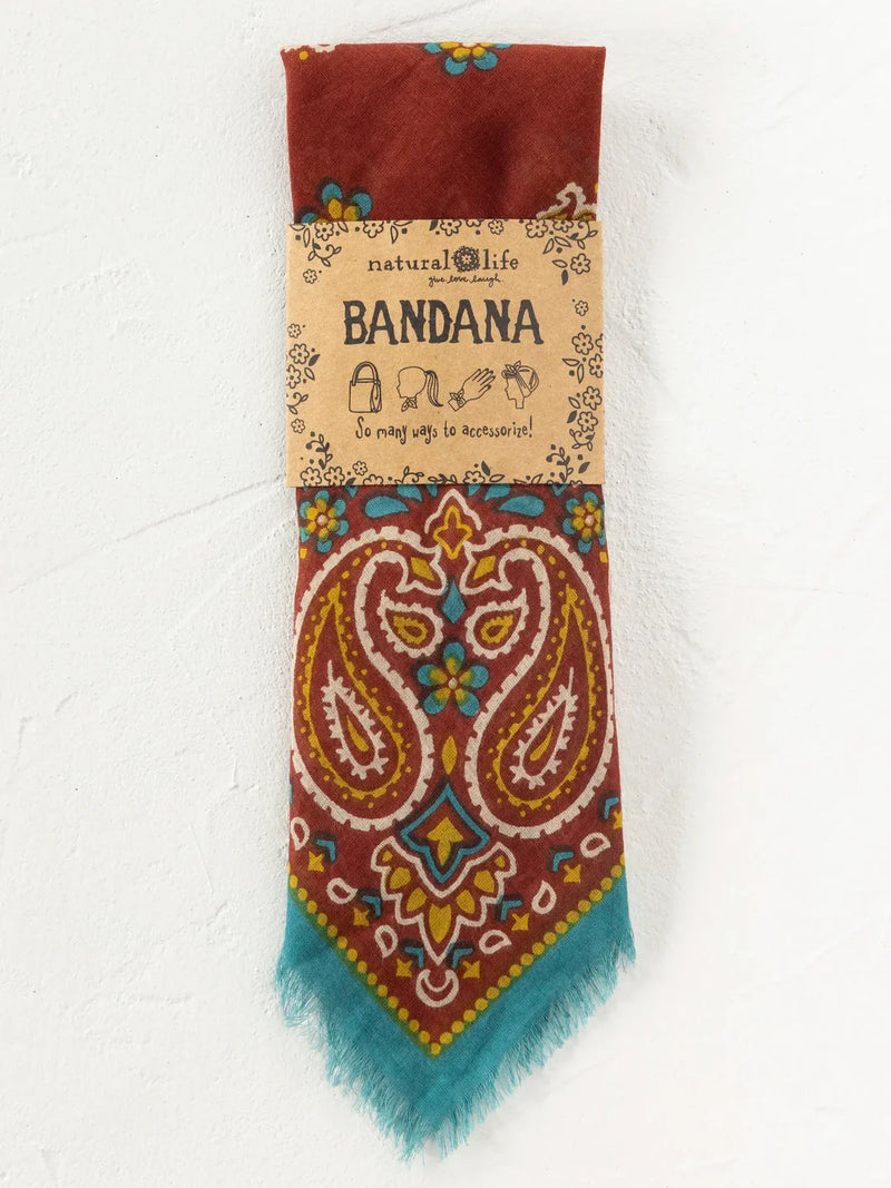 Natural Life® Printed Cotton Bandana - Classic Brick Red
