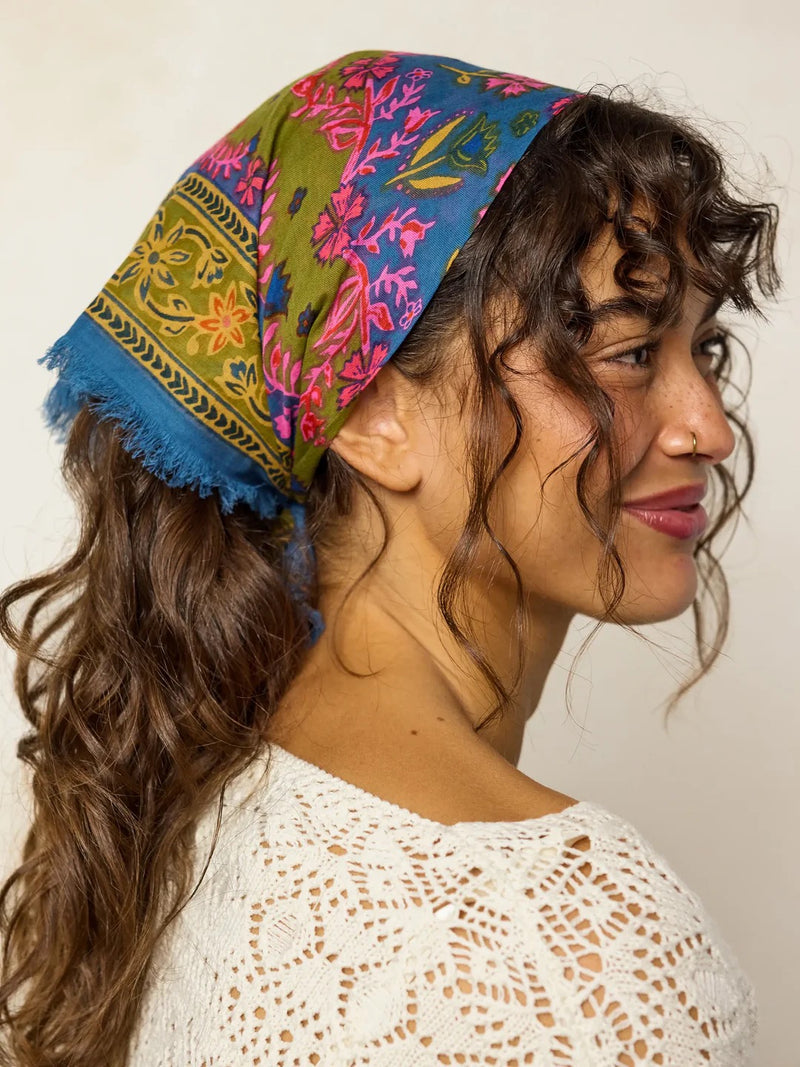 Natural Life® Printed Cotton Bandana - Moss Spring Scarf