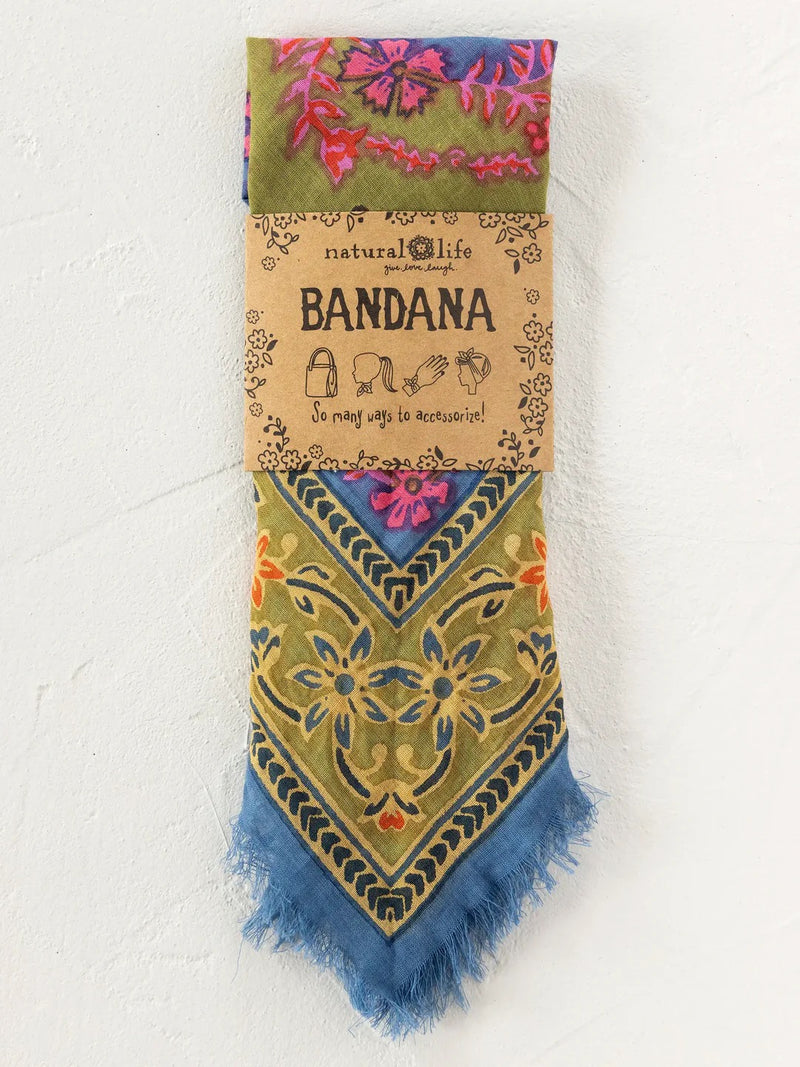 Natural Life® Printed Cotton Bandana - Moss Spring Scarf
