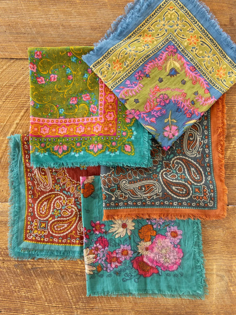 Natural Life® Printed Cotton Bandana - Moss Spring Scarf