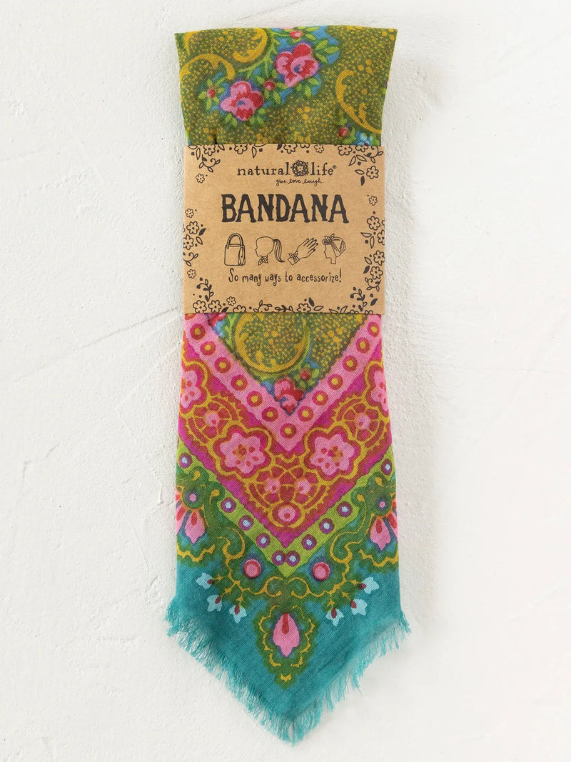 Natural Life® Printed Cotton Bandana - Teal Filigree Scarf