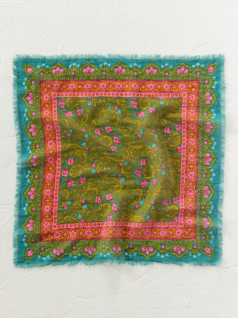Natural Life® Printed Cotton Bandana - Teal Filigree Scarf