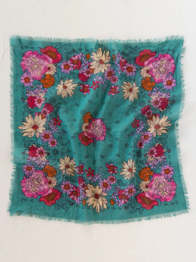 Natural Life® Printed Cotton Bandana - Botanical Teal