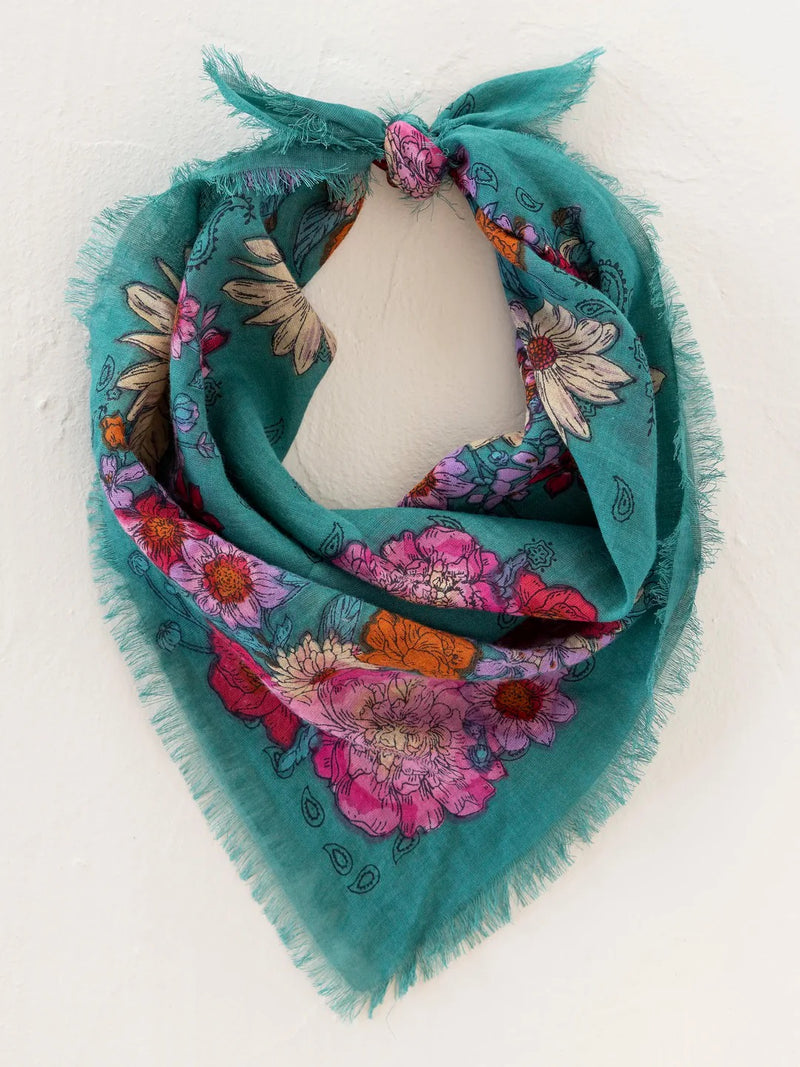 Natural Life® Printed Cotton Bandana - Botanical Teal