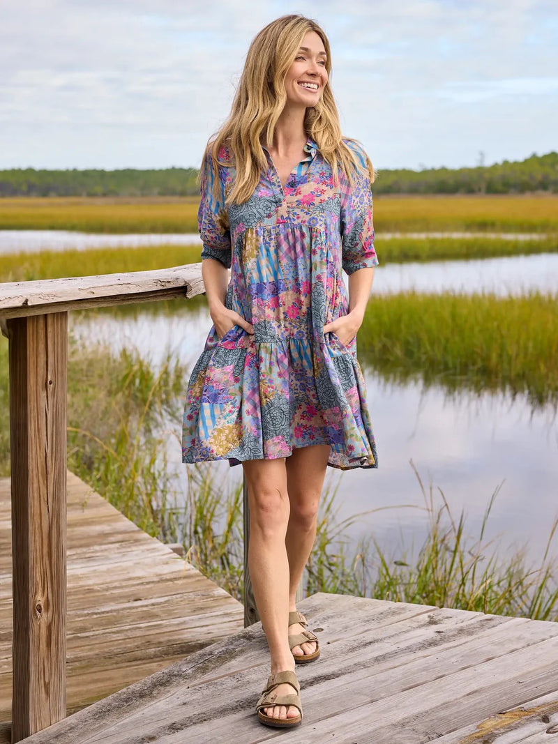 Natural Life Becca Dress - Gingham Floral Patchwork