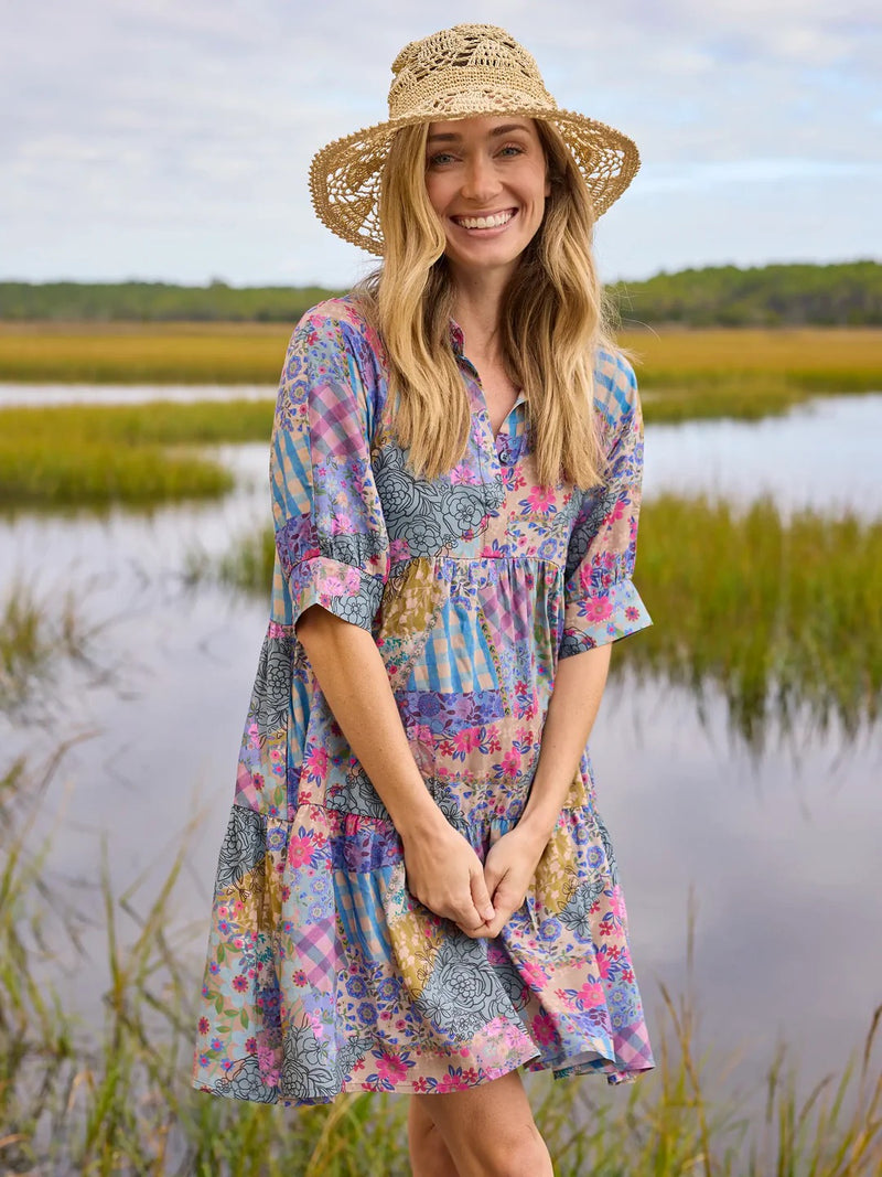 Natural Life Becca Dress - Gingham Floral Patchwork