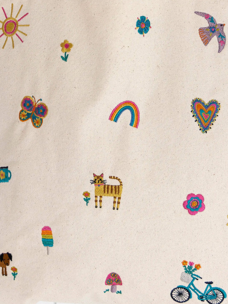 Natural Life Embroidered Canvas Tote Bag - Fave Little Things