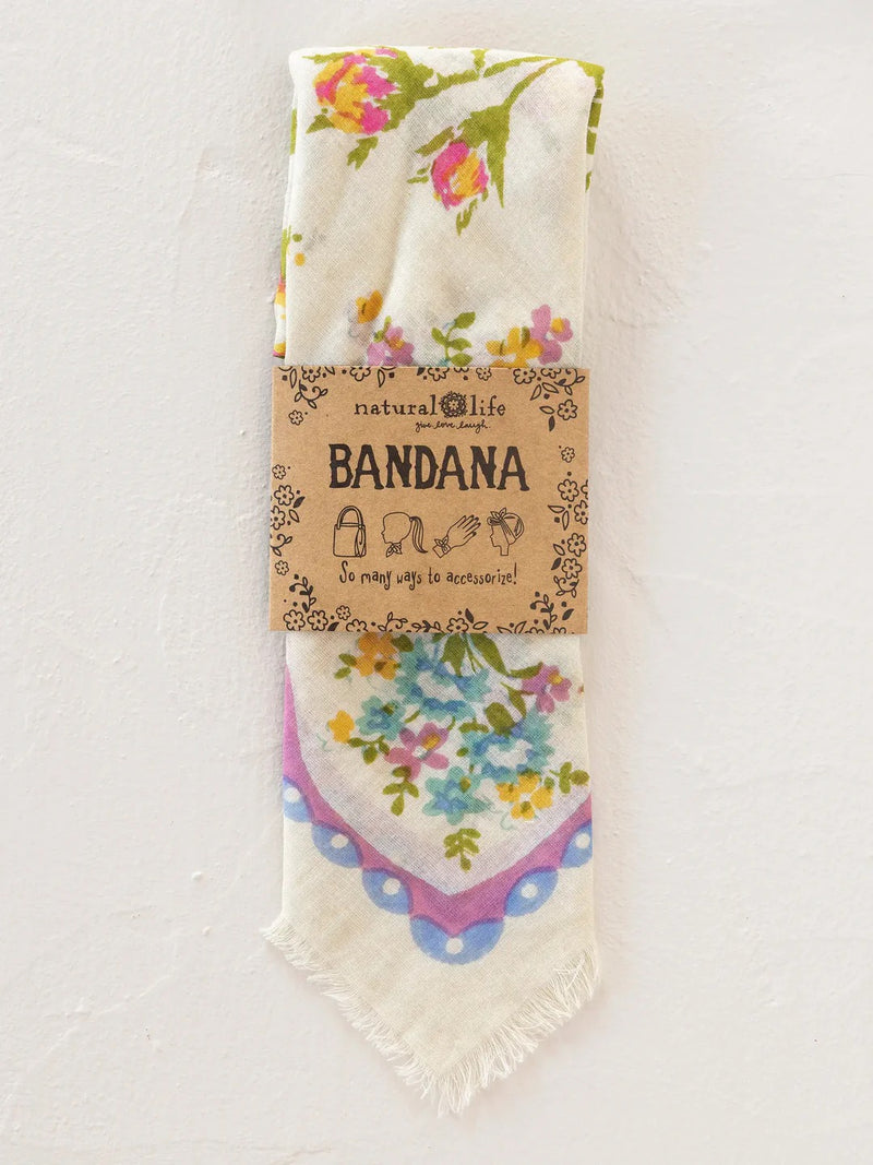 Natural Life® Printed Cotton Bandana - Sweet Blossoms Pink