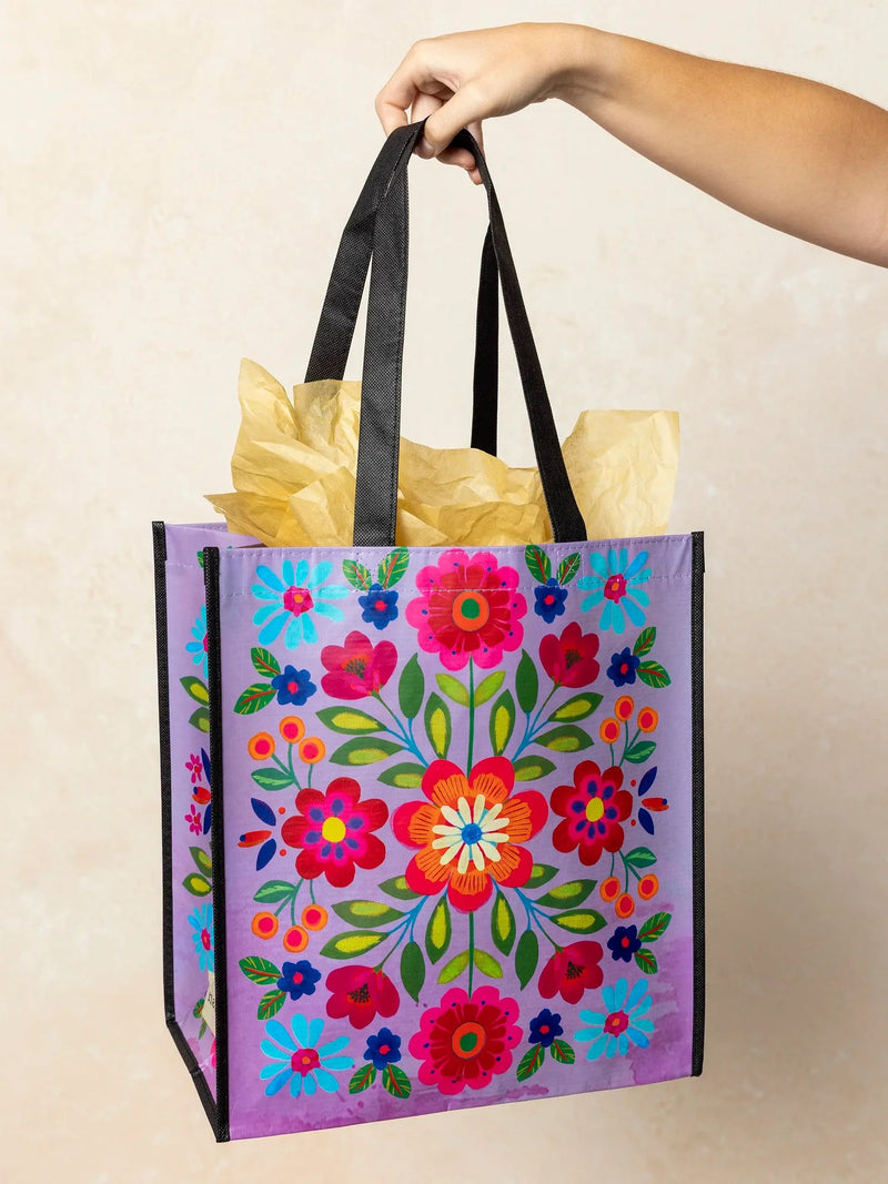 Natural Life Recycled XL Happy Bags - Purple Folk Flower