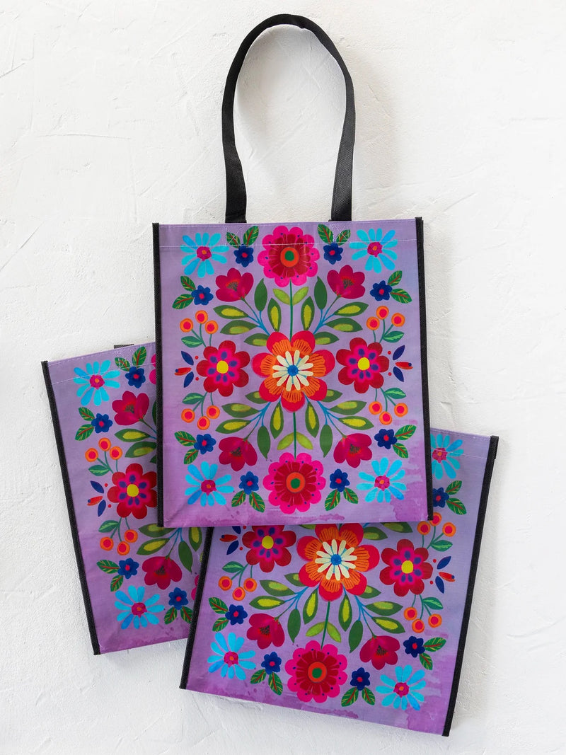 Natural Life Recycled XL Happy Bags - Purple Folk Flower