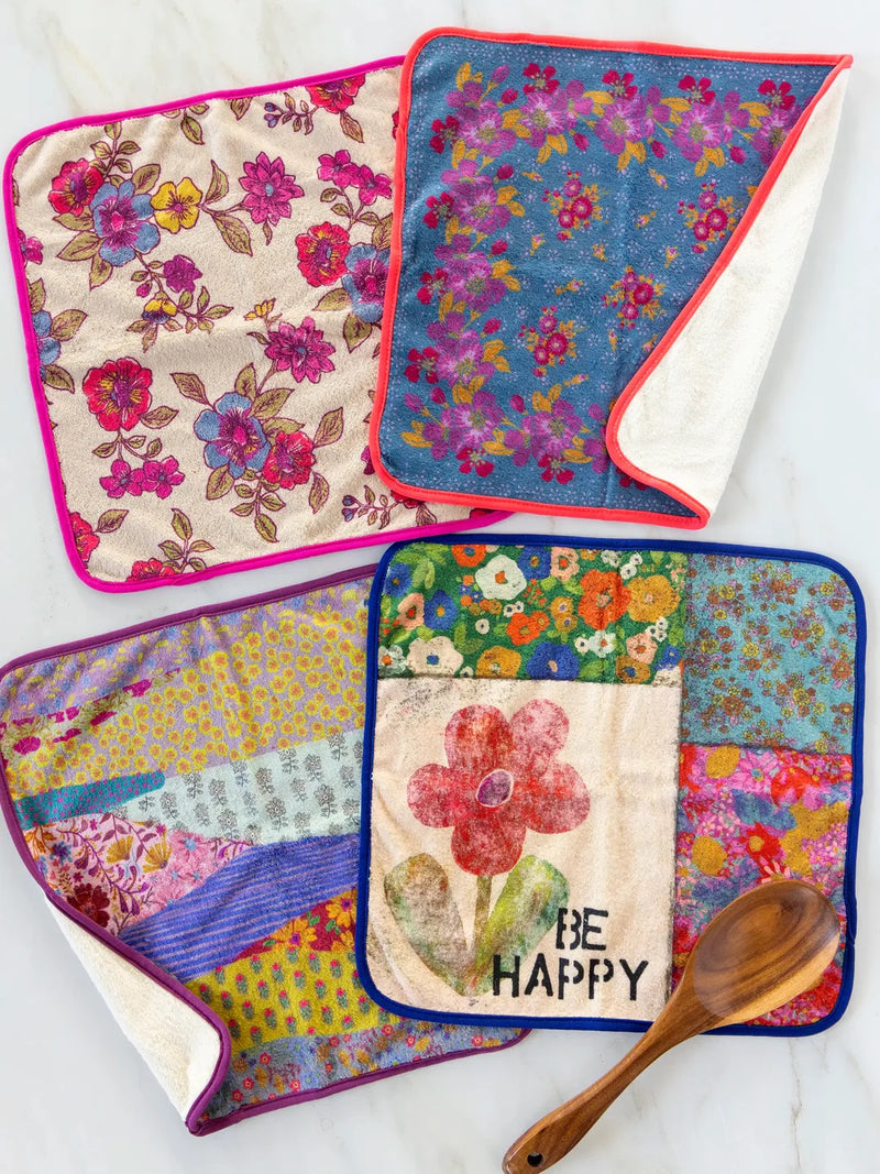 Natural Life Microfiber Dish Cloth Set - Be Happy