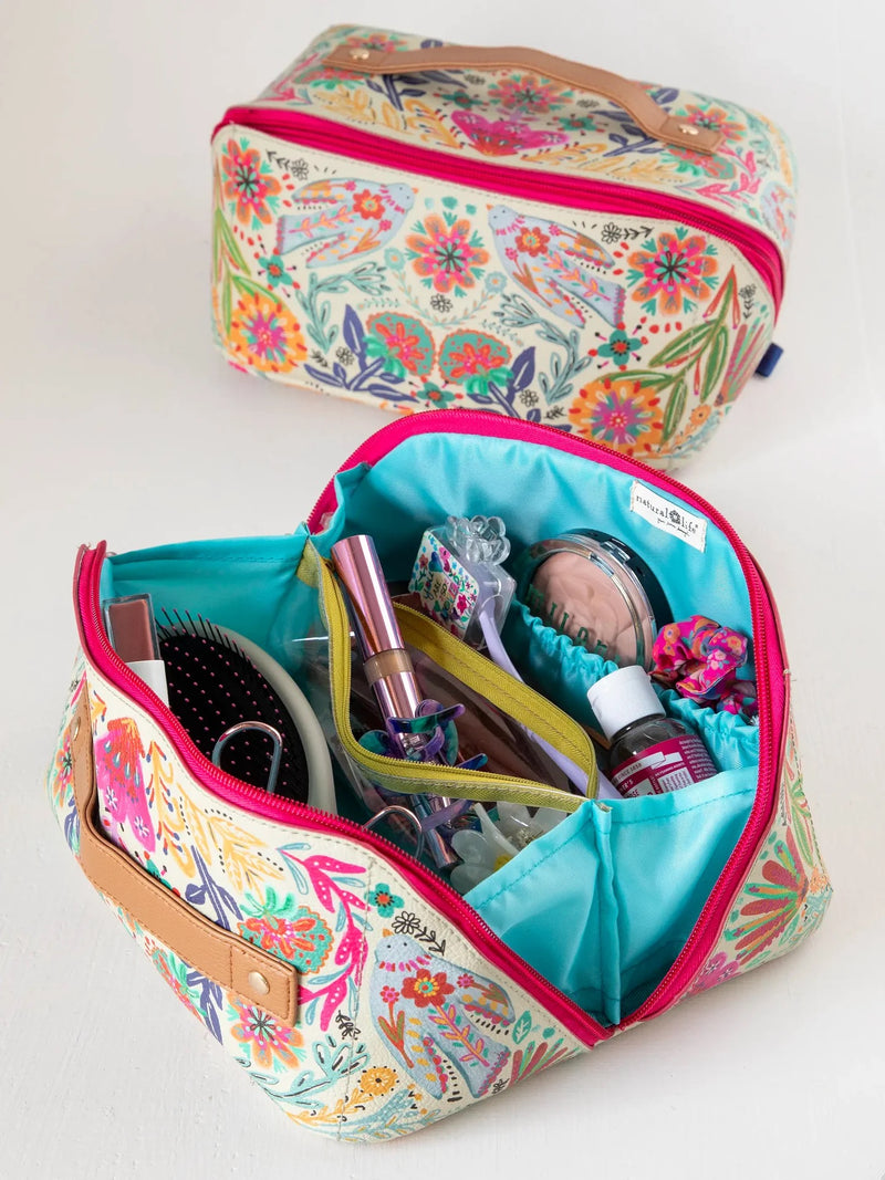Natural Life® Travel Cosmetic Organizer - Cream Folk Flower